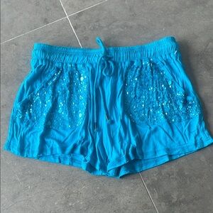 Letarte Blue  Sequin Pocket Shorts NWT